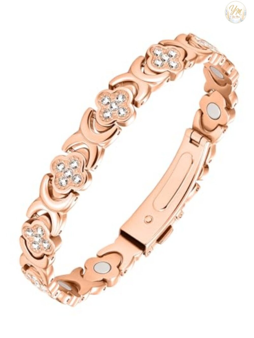 Magnetic Copper Bracelet for Women Ultra Strength 3800 Gauss Four-Leaf Clover